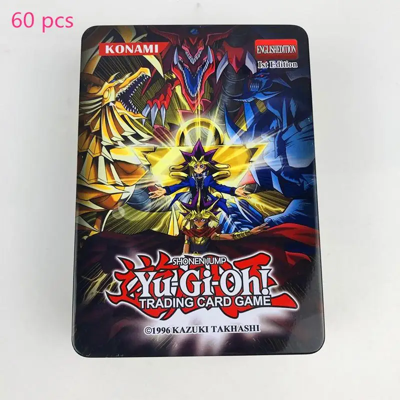 90 шт./компл. Yu Gi Oh игровые карты Классическая игра юджиох английские карточки картонные коллекционные карты с флэш-картой и металлической жестяной коробкой игрушки - Цвет: Светло-серый