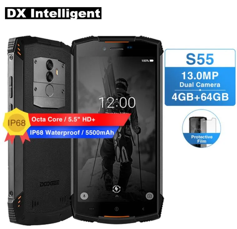 DOOGEE S55 4 GB 64 IP68 Водонепроницаемый мобильного телефона 5 &quotHD MTK6750T Octa Core V/2A Quick Charge 13MP