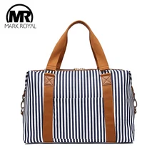 MARKROYAL Новое поступление холщовые синие полосатые Большие вместительные дорожные сумки для женщин багажные сумки повседневные дорожные сумки