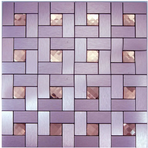 ROSE gold pink 11sheets/lot adhesive for wall tiles diamond brushed kitchen backsplash metal