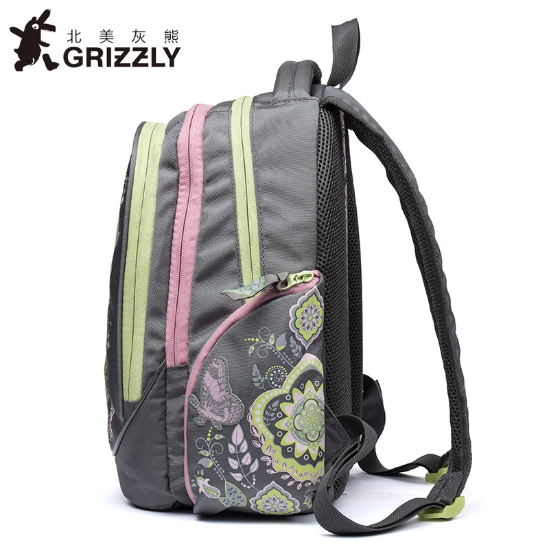Детские школьные сумки GRIZZLY для девочек, ортопедические Водонепроницаемые рюкзаки, Большая вместительная сумка, Детские Мультяшные сумки, школьные сумки для начальной школы