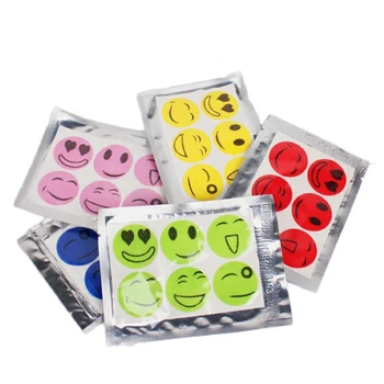 

60pcs/bag Mosquito Stickers DIY Mosquito Repellent Stickers Patches Cartoon Smiling Face Drive Repeller Travel Accessories