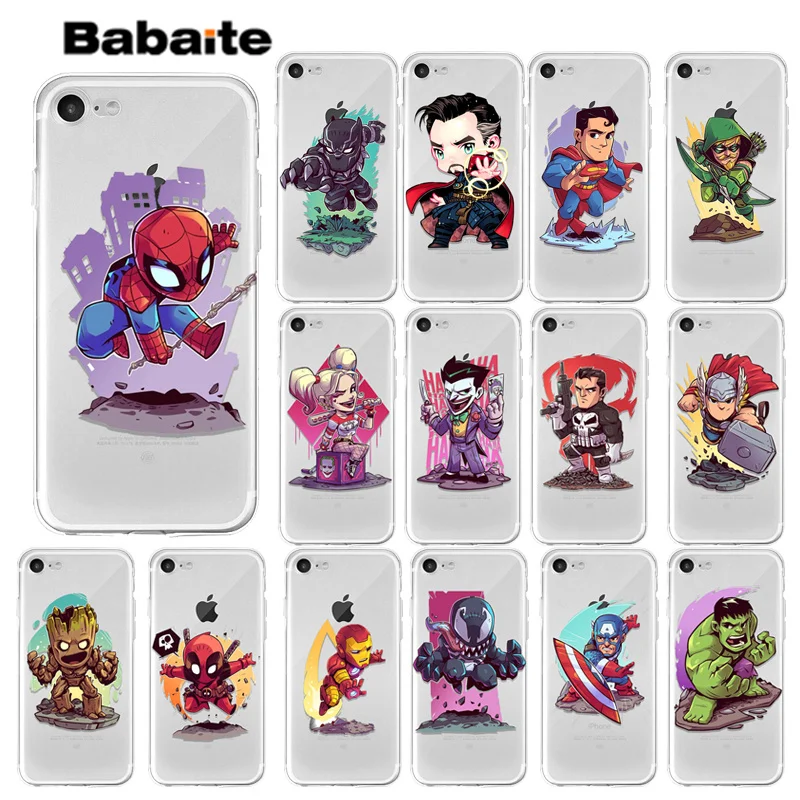 

Babaite Cool Marvel Avengers Case For iPhone XS Max XR X 7 6s 8 Plus 5S SE Iron Man Spiderman Deadpool Groot Cases Cover Coque