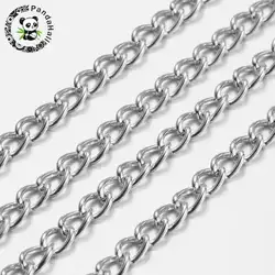 Крученая алюминиевая цепь, обветшенная серебристо-белой, звено: 5x7,5 мм
