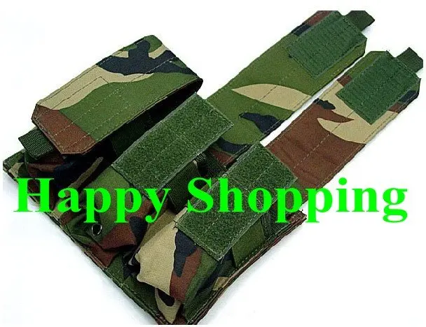 

4pcs airsoft molle triple magazine pouch bag Woodland Camo