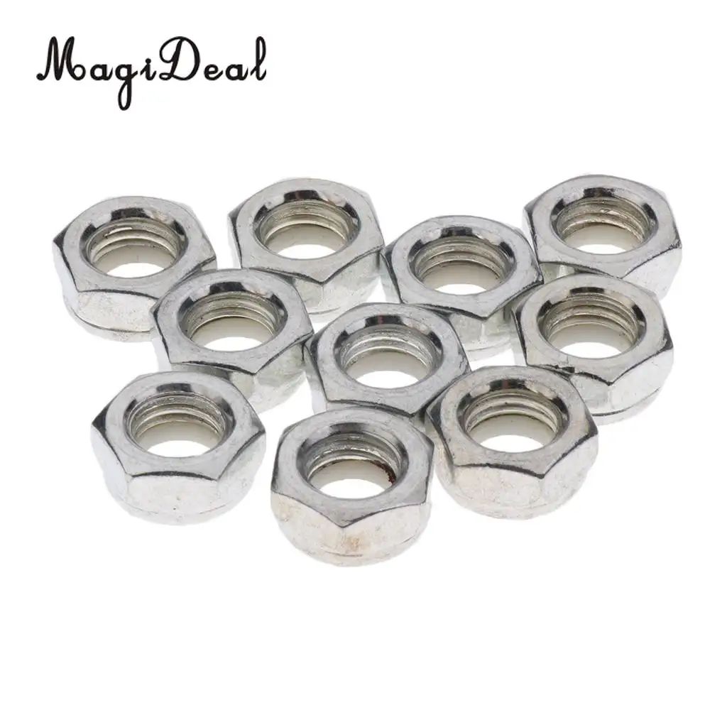 MagiDeal 10pcs Durable Skateboard Longboard Truck Wheel Axle Mounting Screw Nuts Replacement for Longboard Hardware Accessories