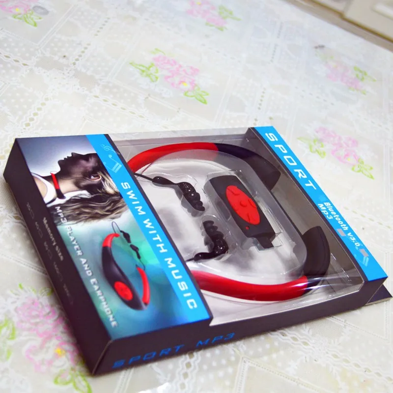 New IPX8 Waterproof Sport Stereo 4GB MP3 Player Headset with FM Radio Rechargeable Mp3 Music Earphone For Swimming Surfing
