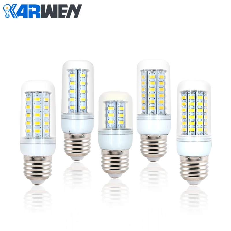 Светодиодная лампа KARWEN E27 SMD 5730 220 В 24 36 48 56 69 LED s люстра в виде свечи