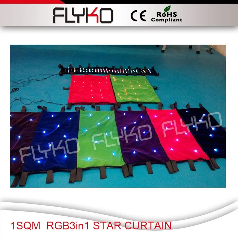 

CE RoHS DMX function RGB3in1 /Hot selling Christmas good quality fireproof led star curtain/ SD controller led curtain