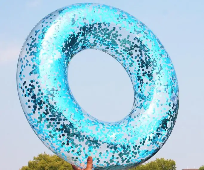 70 см/90 см/100 см/120 см блестящие бассейн плавательный круг для взрослых детей плавает надувные Забавные игрушки Плавающий надувной матрас boia - Цвет: 100cm blue
