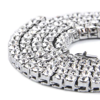

2019 Hip Hop Bling Iced Out Tennis Chain 1 Row Necklaces Luxury Brand Silver/Black Men Chain Fashion Male Rhinestone Jewelry N13