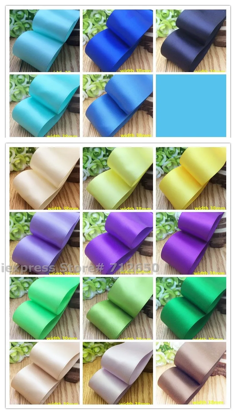 1-1/2 ''(38 мм) однотонная атласная лента с двойным лицом DIY бант Портплед