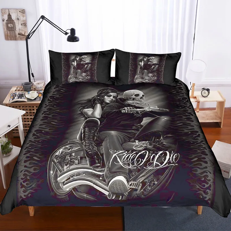 Готический Комплект постельного белья с черепом King size комплект постельного белья одинарный двойной дизайнерский роскошный комплект