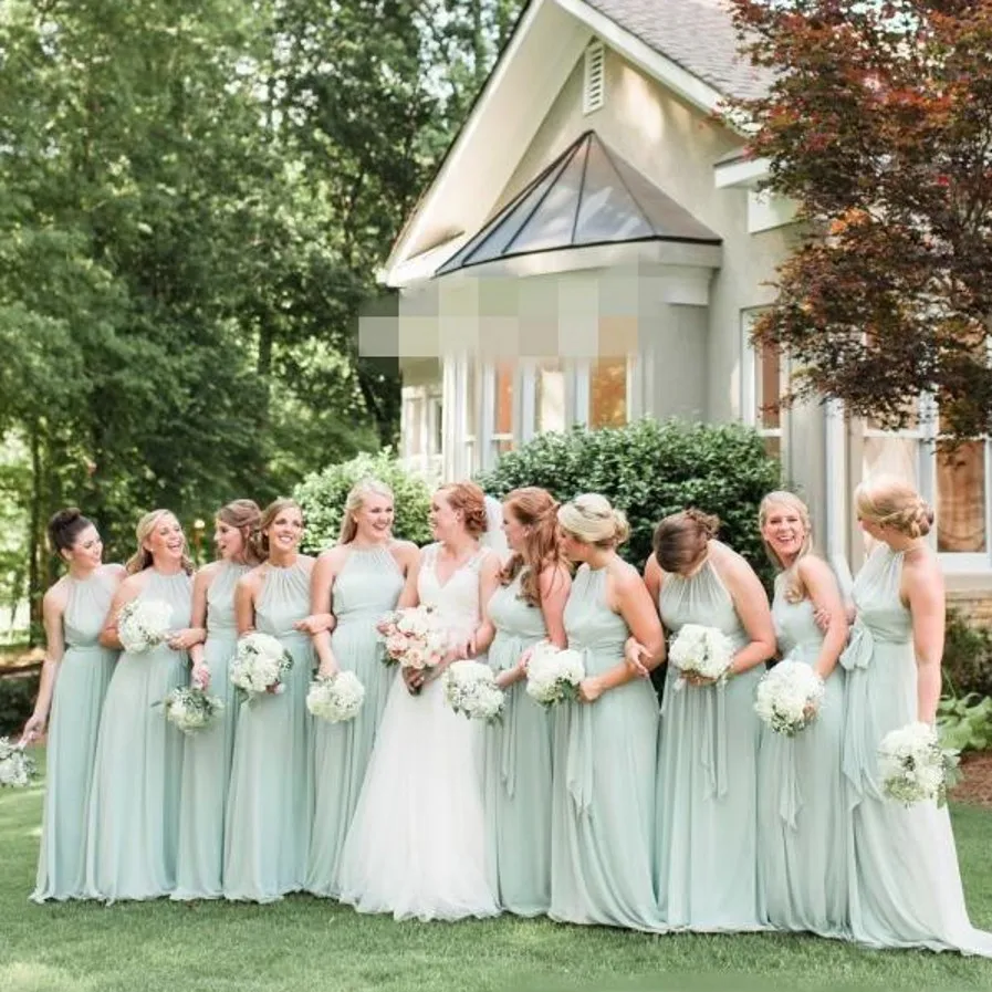 2017 elegante plus size verde salvia chiffon lungo abiti da damigella  d'onore di lunghezza del pavimento boho country wedding party dress maid of  honor|dresses maid of honor|bridesmaid dressesbridesmaid dresses plus -  AliExpress