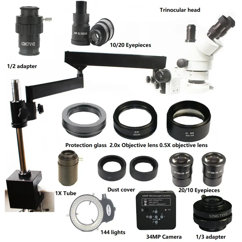 Simul-Focal 3.5X 7X 45X 90X 180X Тринокулярный Стерео артикуляционный рычаг зажим микроскоп 34MP HDMI USB пайка камера телефон инструменты