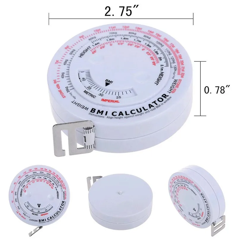 Body Mass Measuring Tape w BMI Calculator - Fitness Weight Loss Muscle Fat Test #4l19 (6)