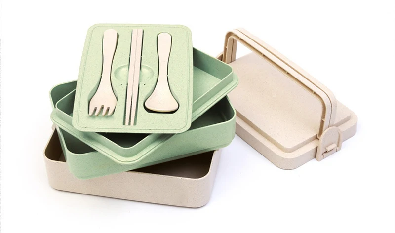 TUUTH Wheat Straw Lunch Box 2 3 Layer Microwave Bento Boxes Dinnerware Food Storage Container Food box B6