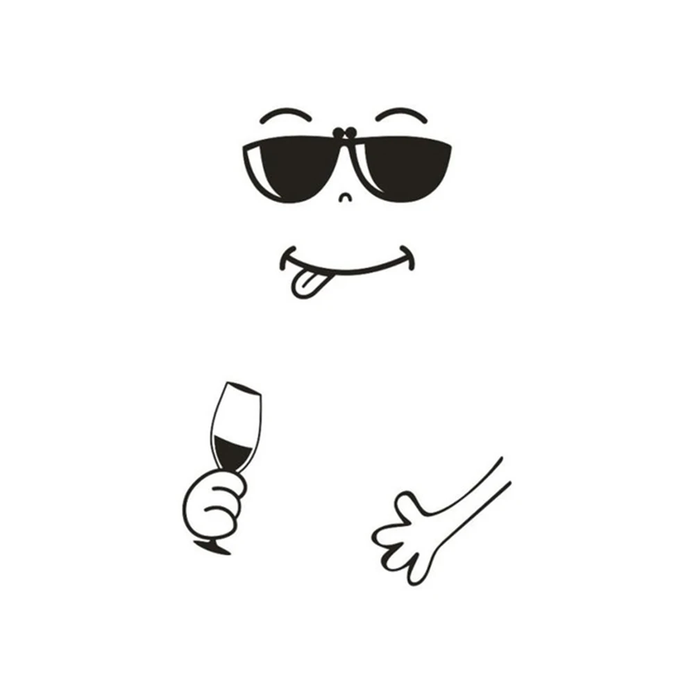 Wine glass Милый стикер для холодильника Happy Delicious Face кухонный холодильник художественная Наклейка на стену s Cute Smiley самоклеющаяся стена на холодильник - Цвет: Wine glass