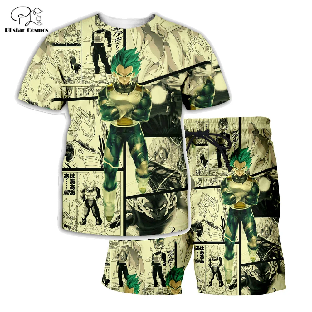 

PLstar Cosmos Summer T Shirts Printed Dragon Ball Z 3D T-Shirt and shorts Mens for boy Super Saiyan Suit Drop shipping