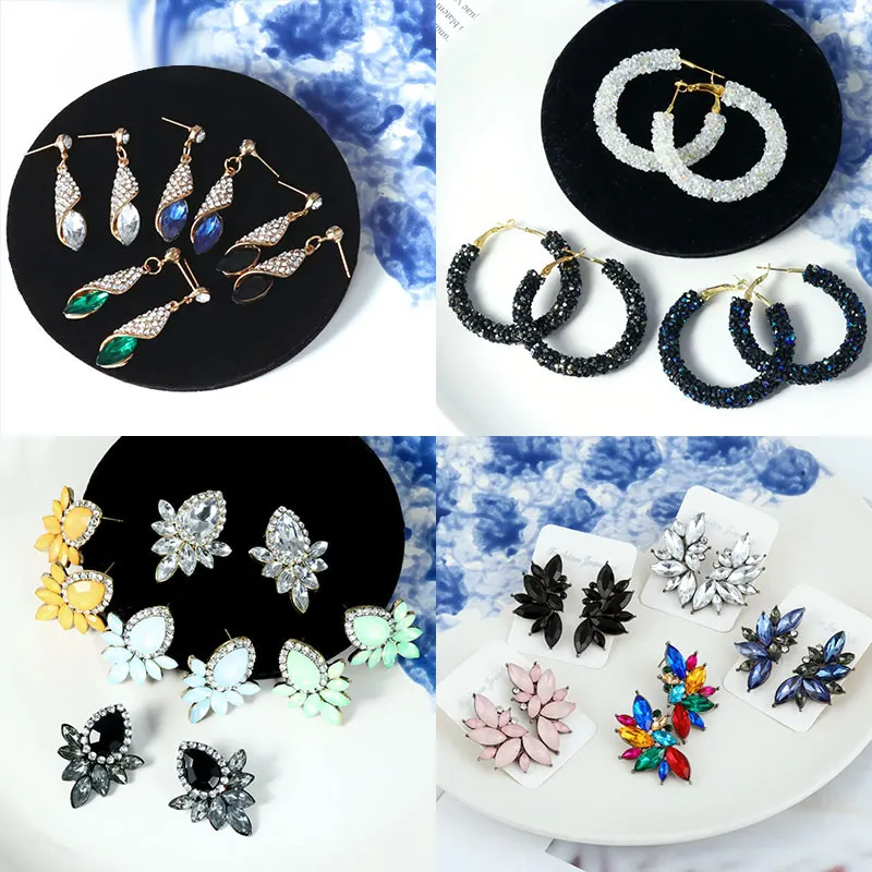 POXAM Korean Statement Crystal Drop Earrings For Women 2019 Fashion Jewelry Geometric Multiple Color AAA Zircon Women's Earring
