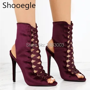 

Newest Women Lace up Suede Sandals Open Toe Thin High Heel Summer Sandal Ankle Boots Superstar Style Shoes Women