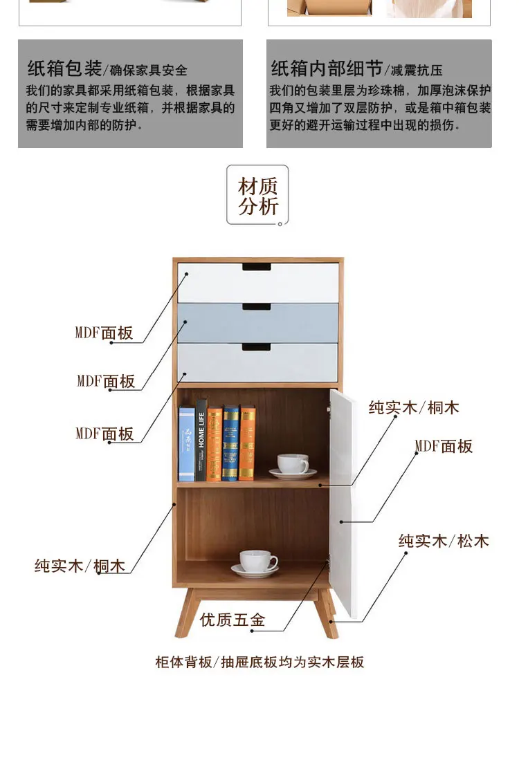 Louis Fashion Living Room Cabinets Solid Wood Drawer Type Bedroom Storage Nordic Simplified Modern Decoration