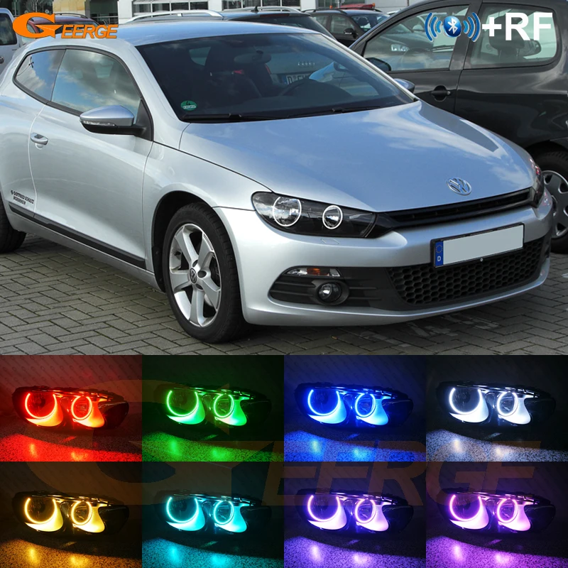 Для Volkswagen VW Scirocco 2008 2009 2010 2011 2012 2013 галогенная фара RF Bluetooth APP мульти-Цвет RGB комплект светодиодов «глаза ангела»