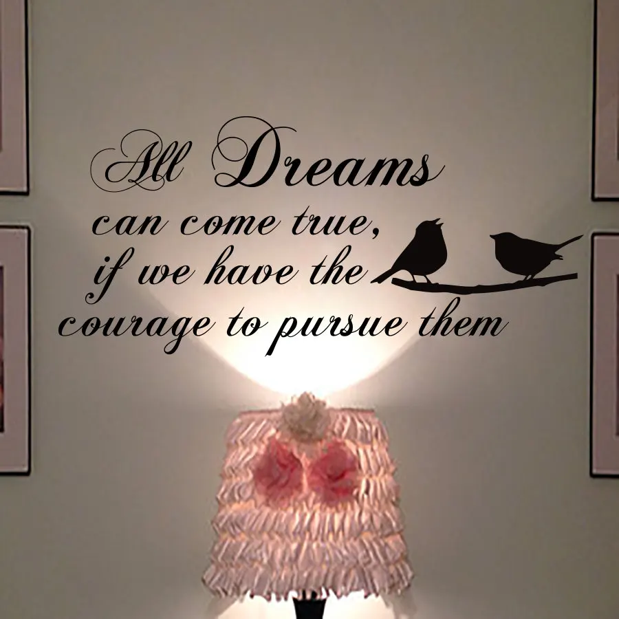Zooyoo All Dream Can Come True Inspiring Wall Sticker Birds Decor Wall