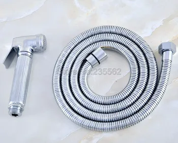 

Chrome Brass Telephone Style Bathroom Hand Held Shower Head + 1.5m Hose lhh021