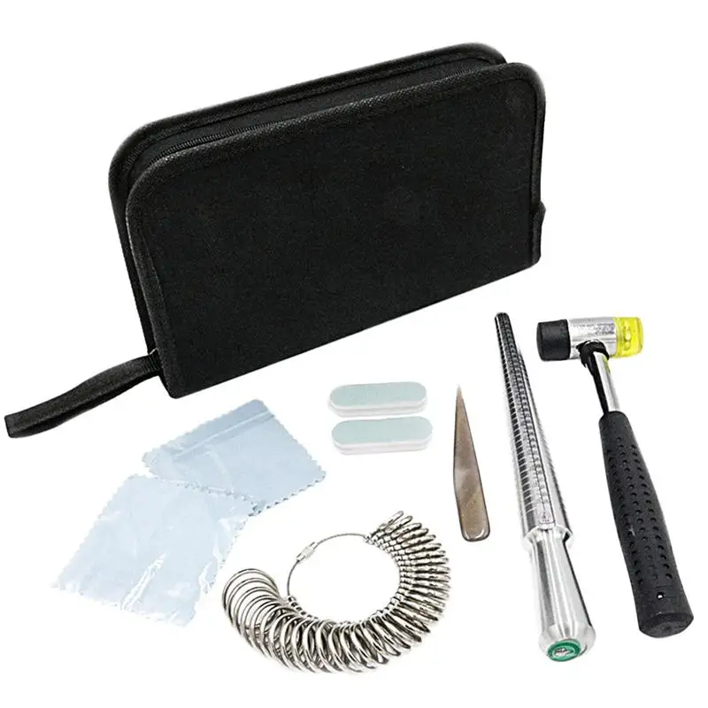 

1 Set Rubber Hammer Ring Mandrel Sizer Finger Size Gauge Jewelry Circle Models Tools Kit For Jewelry Making Measuring