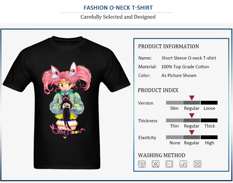 Chibi Moon Luna Geek Short Sleeve Tees NEW YEAR DAY Round Collar 100% Cotton Fabric Men T-Shirt Geek Sweatshirts 2018 Newest Chibi Moon  Luna