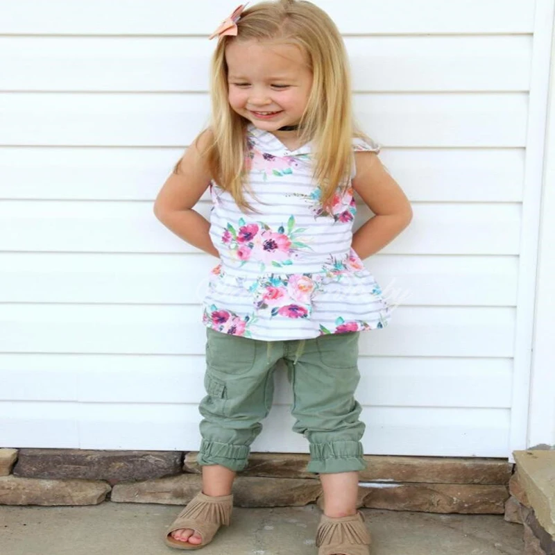 2017 г. летние хлопковые свитера для девочек свитер в полоску с цветочным принтом