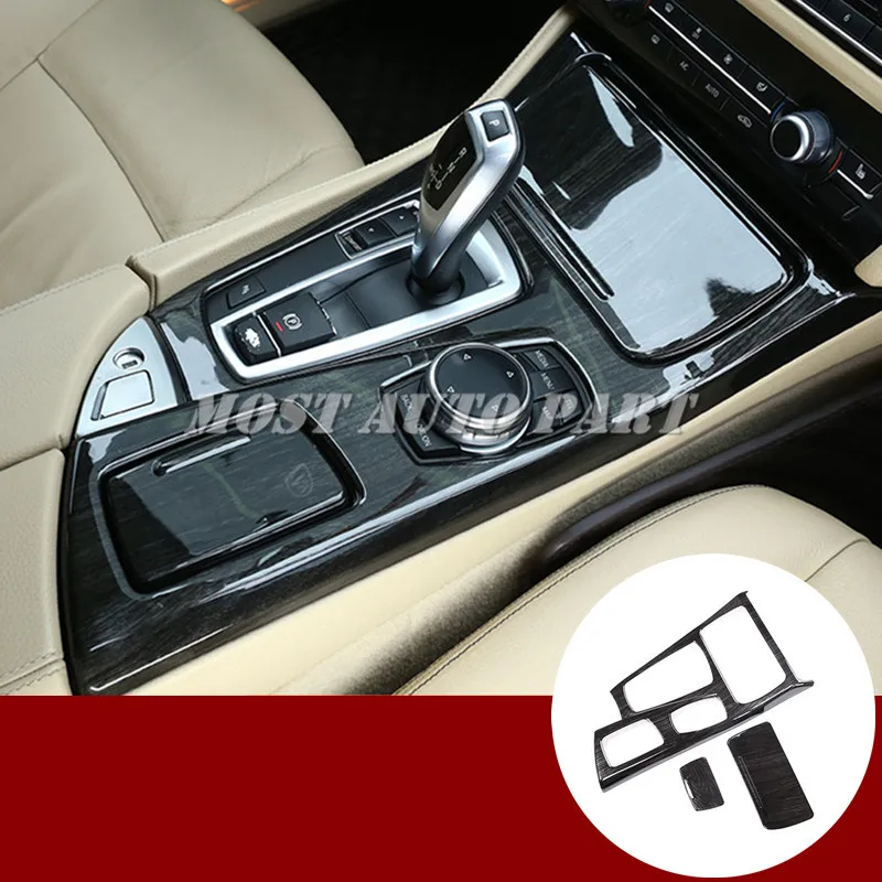 Best Inner Console Gear Box Frame Trim Cover 3pcs For BMW 5 Series F10 F11 2011 2016 Black Silver