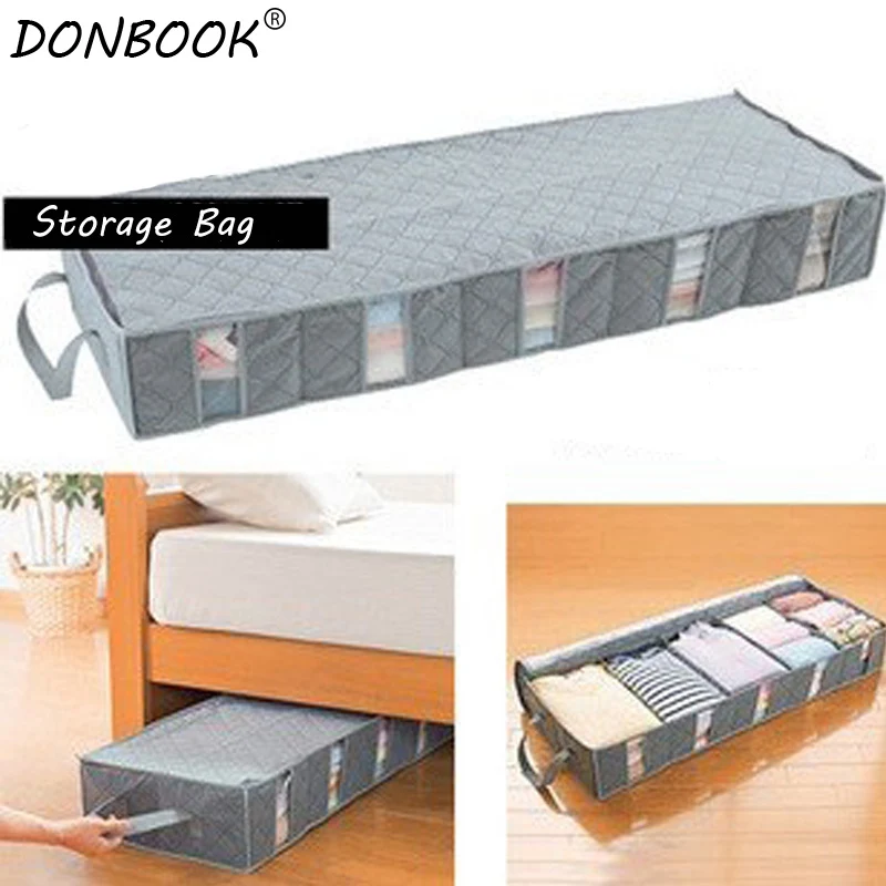 

Donbook Charcoal 53L Carpet Stuff Quilt Storage Organizer Box Bins Clear Underbed Nonwoven A08-3