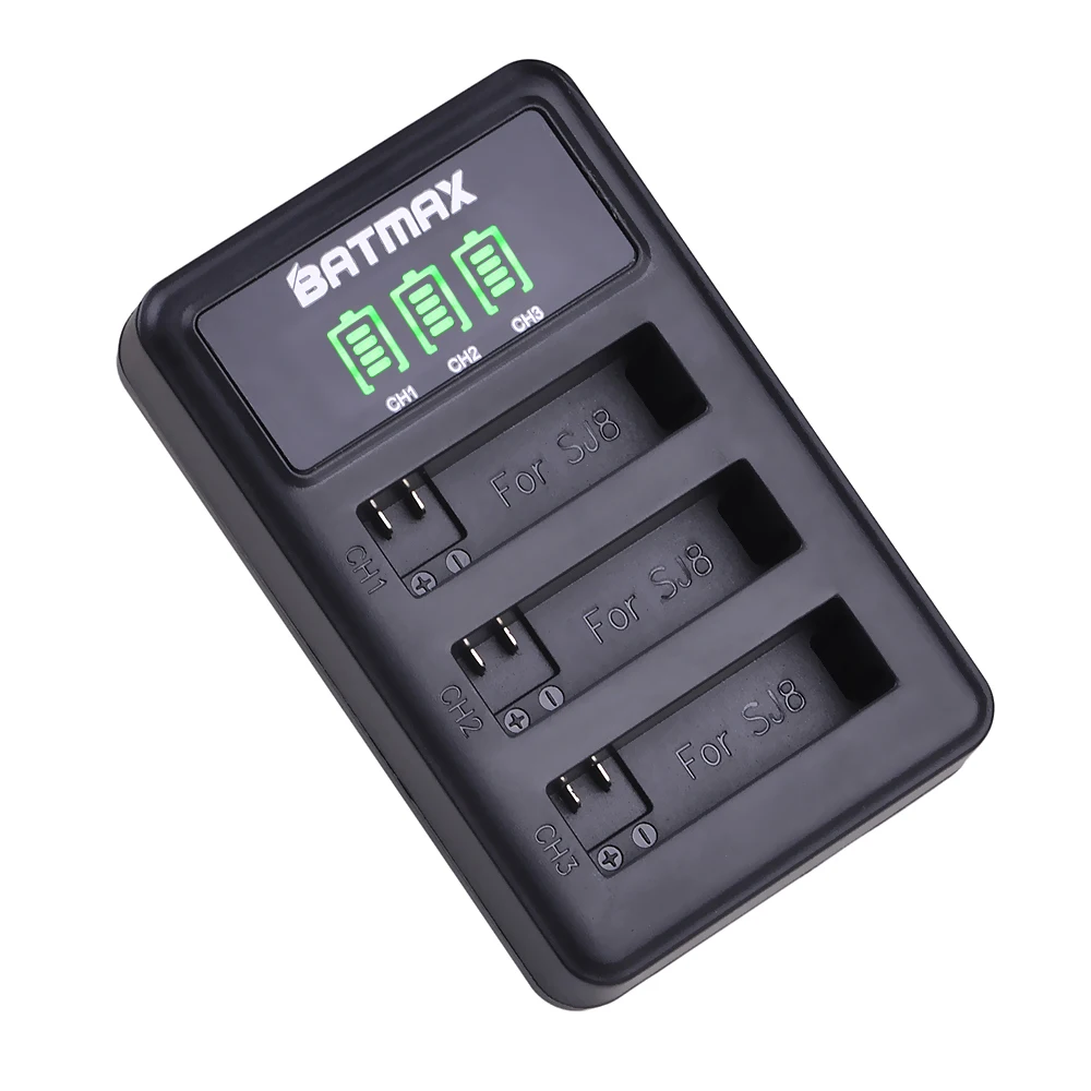 Batmax светодио дный 3 слота USB Зарядное устройство для SJCAM SJ8 Батарея Pro/SJ8 Плюс/SJ8 Air