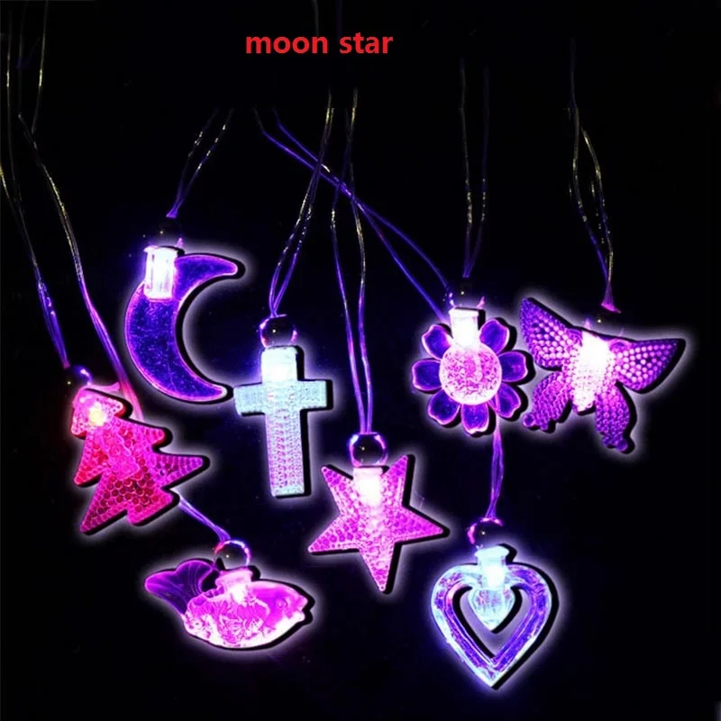 Светодиодный светильник с мигающим шаром Dophin Star, светящееся ожерелье, подарок, украшение для вечеринки на день рождения, детская игрушка navidad - Цвет: moon star pendant