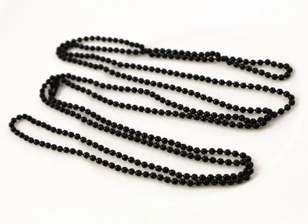 5 шт 1,5 мм черные бусины с покрытием, цепочка для ожерелья, соединитель из бисера 65 см(25,5 дюйма)(Z1-01