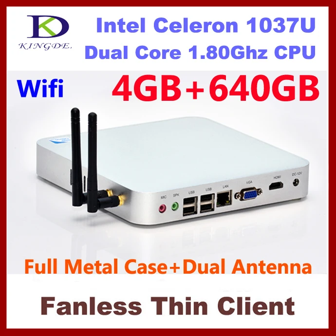 4GB&640GB Metal case thin client, Terminal pc, desktop pc ,Dual core Intel Celeron 1037U 1.8Ghz,HDMI, WIFI,Windows 7,3D Game