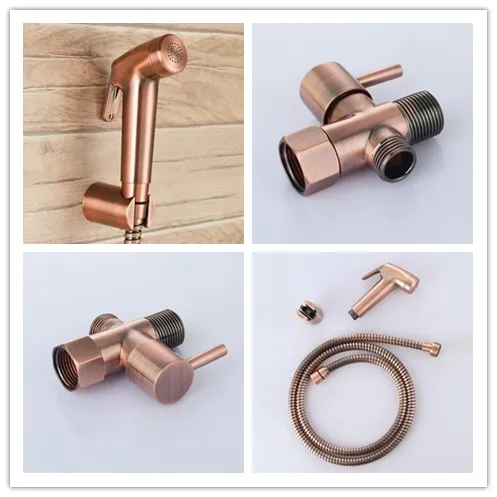 Red bronze handheld bidet spray Health Cleaning Toilet Bidet Faucet Shower Spray Set with 7/8*7/8*1/2 T-adapter Diverter Valve |
