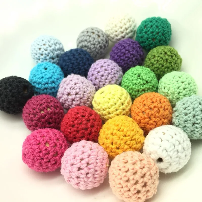 

50 PCS 26 Colors 16 MM Round Knitting Cotton Crochet Wooden Beads Balls For DIY Decoration Baby Teether Jewelry Necklace Toy