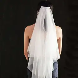 2019 короткая свадебная фата 2 слоя свадебная фата для невесты Луки с расческой тюль белого цвета и цвета слоновой кости Вуаль свадебная фата