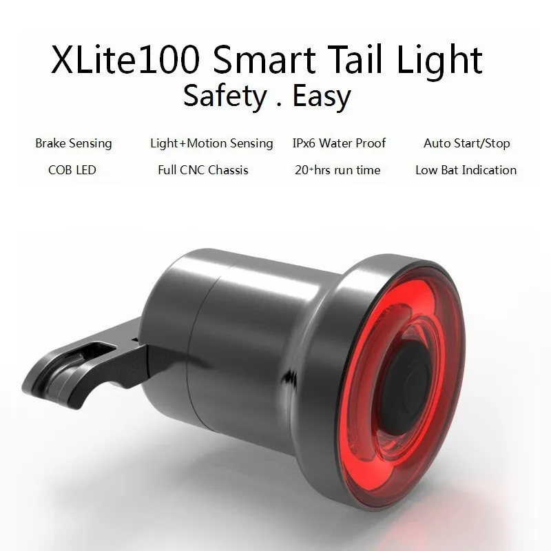 Flash Deal XLITE100 Bicycle Light Flashlight For Bike Rear Light Auto Start/Stop Brake Sense IPx6 Waterproof LED Charging Cycling Taillight 4
