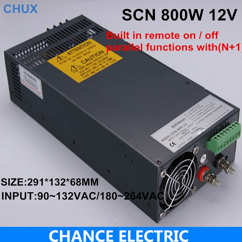 Параллельные функции с(N+ 1) импульсный источник питания 12 V 66A 800 W 110~ 230vac один выход для cnc cctv led light(SCN-800W-12V