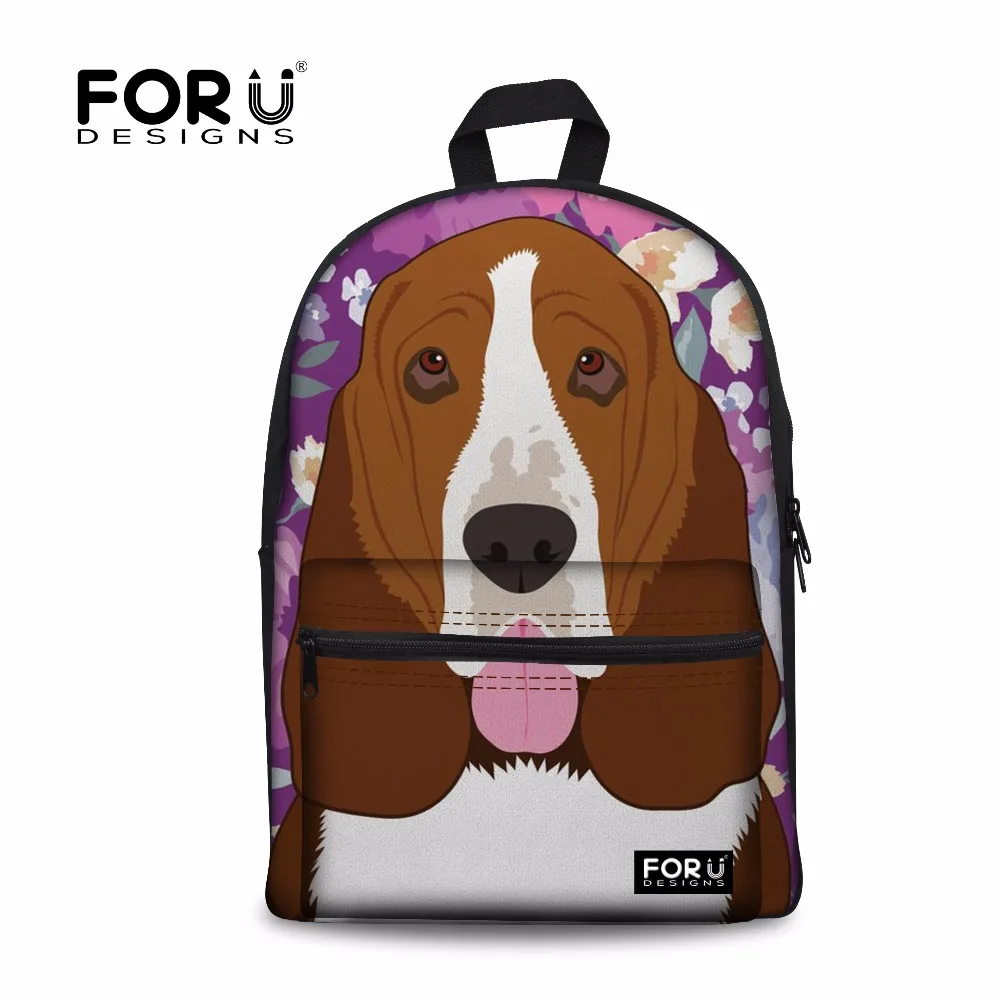 Рюкзак FORUDESIGNS с изображением собаки Басса для школы женские рюкзаки ноутбука