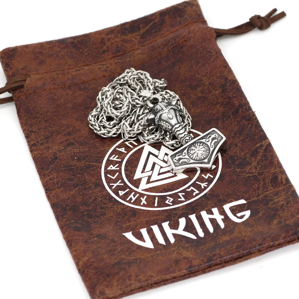 Скандинавский Викинг thor hammer Mjolnir Vegvisir из нержавеющей стали odin шлем кулон с