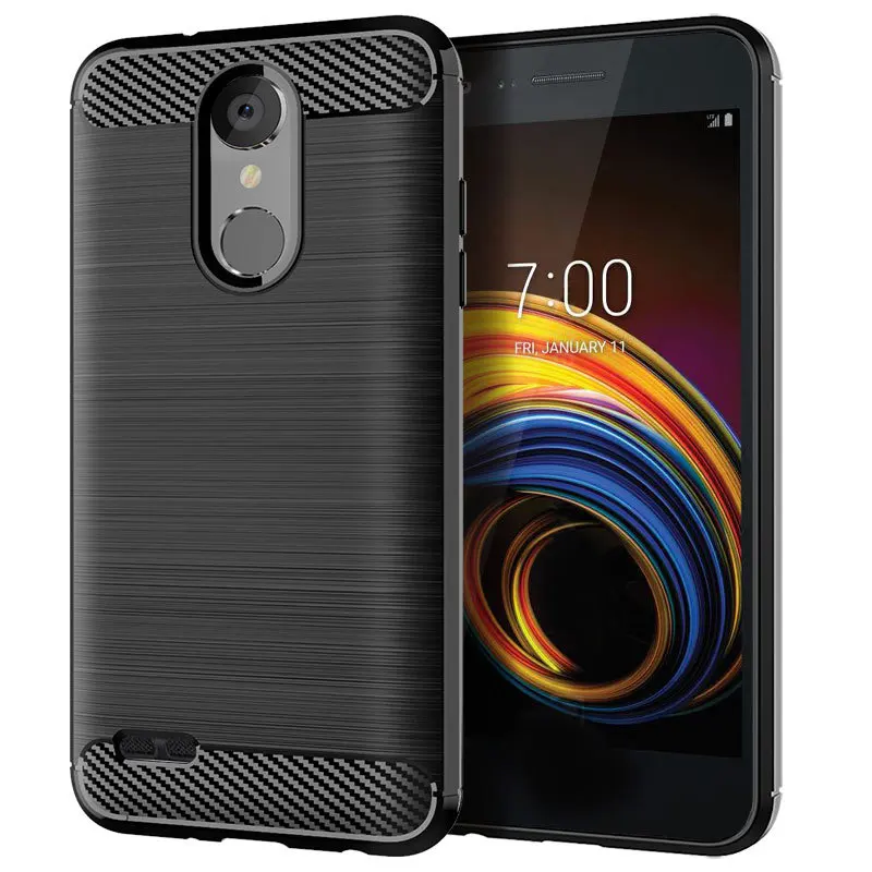 Armor Case For LG Tribute Empire Brushed Carbon Fiber Soft Silicone Shockproof Phone Back Cover Dynasty TPU Funda |