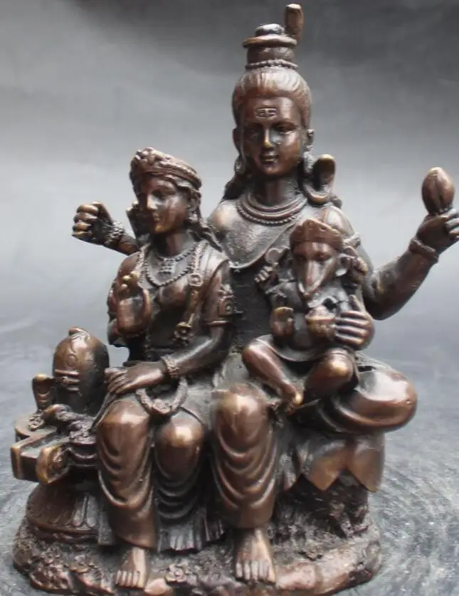 

wang6710625++8" China Buddhism Bronze India 3 elephant nose Buddha Portrait Sculpture Statue