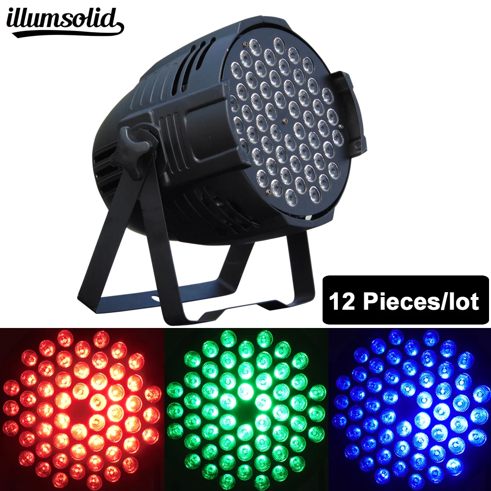

12pcs/lot 54*3W Par LED RGB DMX 512 Dj Stage Lighting moving heads light R12 G18 B18 W6(3W led)