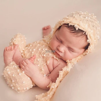 

2020 New Knit Photo Props Baby Knitted Soft Mohair Hat Cap And Trousers Costume Newborn MAR7_30
