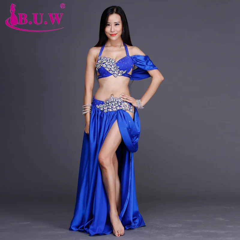 Роскошное бальное платье ручной работы, костюм для танца живота, украшенный танцевальный сценический костюм для выступлений, женский красный королевский синий - Цвет: Blue